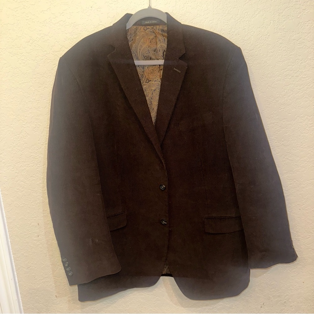 Vintage Chaps 1978 Men’s 46L Brown 100% Cotton Corduroy Blazer Sport Pea Coat